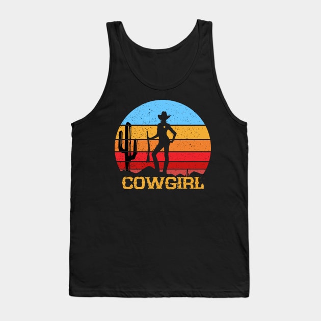 Cowgirl Retro Vintage Tank Top by DARSHIRTS